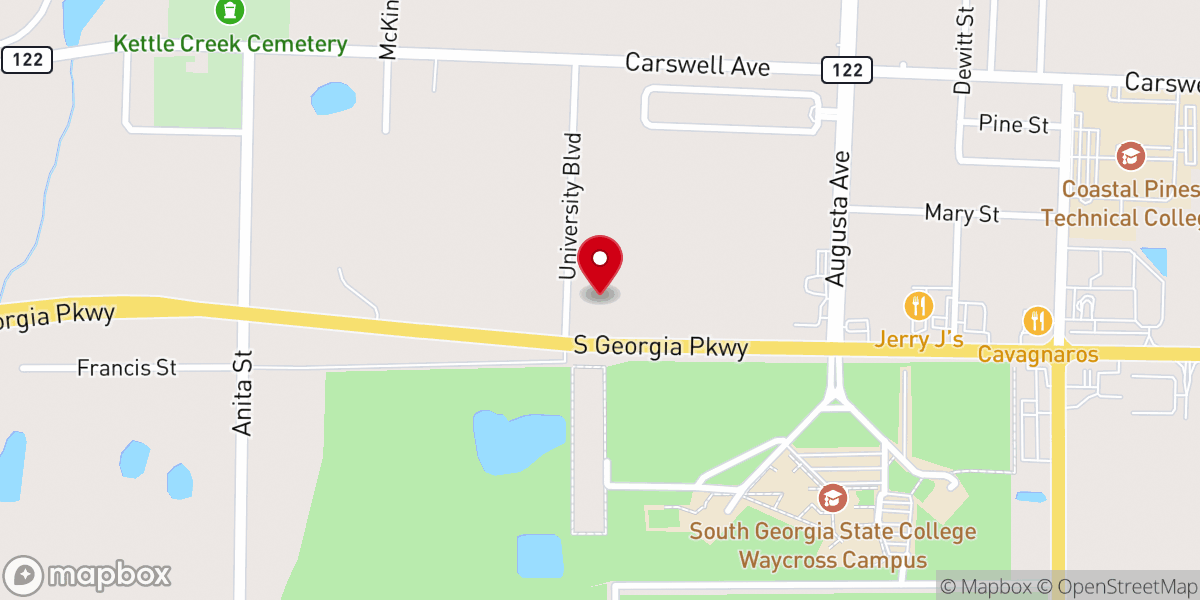 Map showing location of University Boulevard Church of God