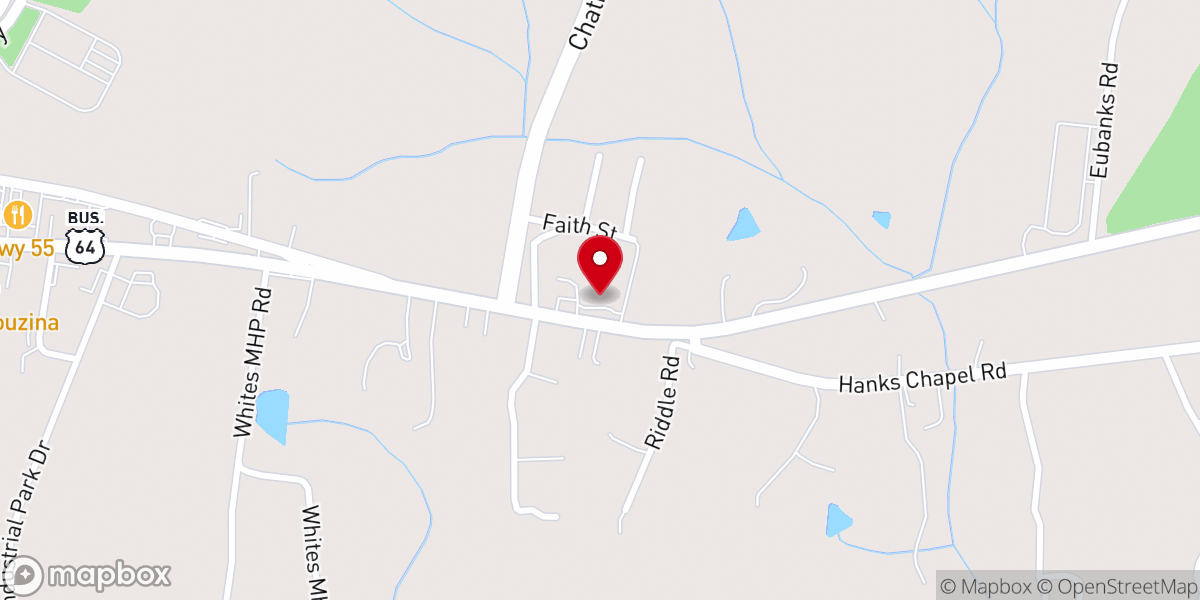 Map showing location of Pittsboro Bible Assembly