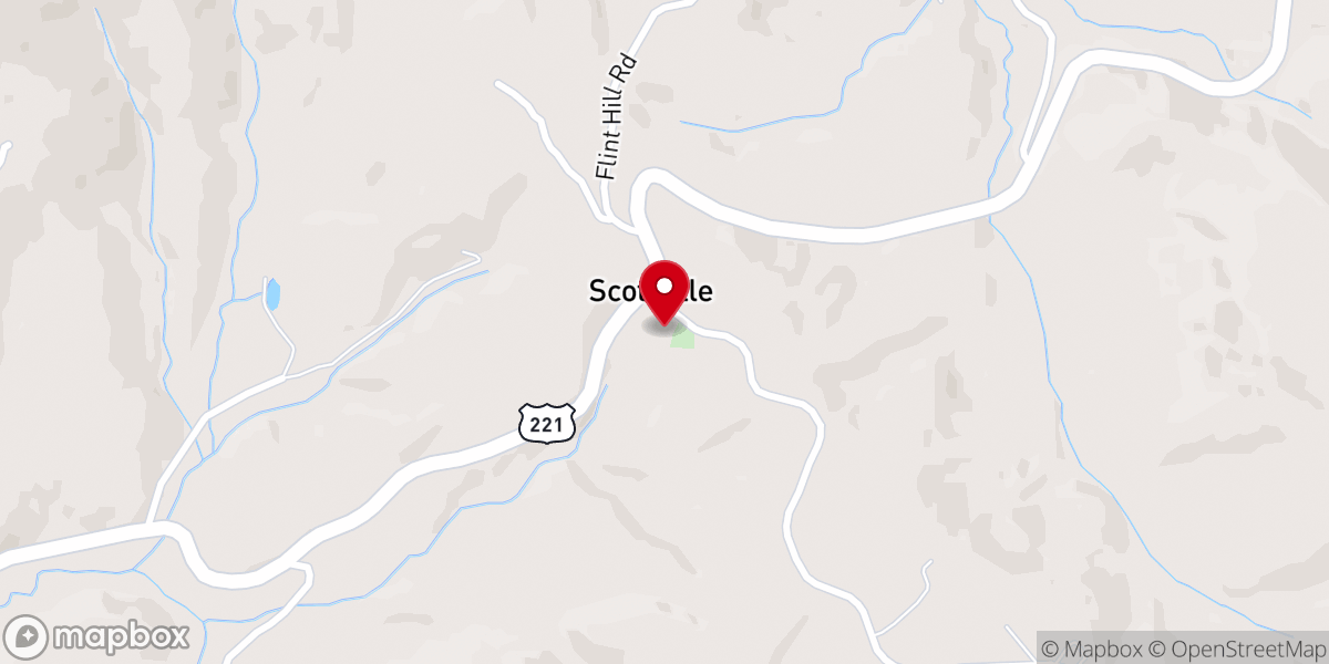 Map showing location of Scottville Baptist Church