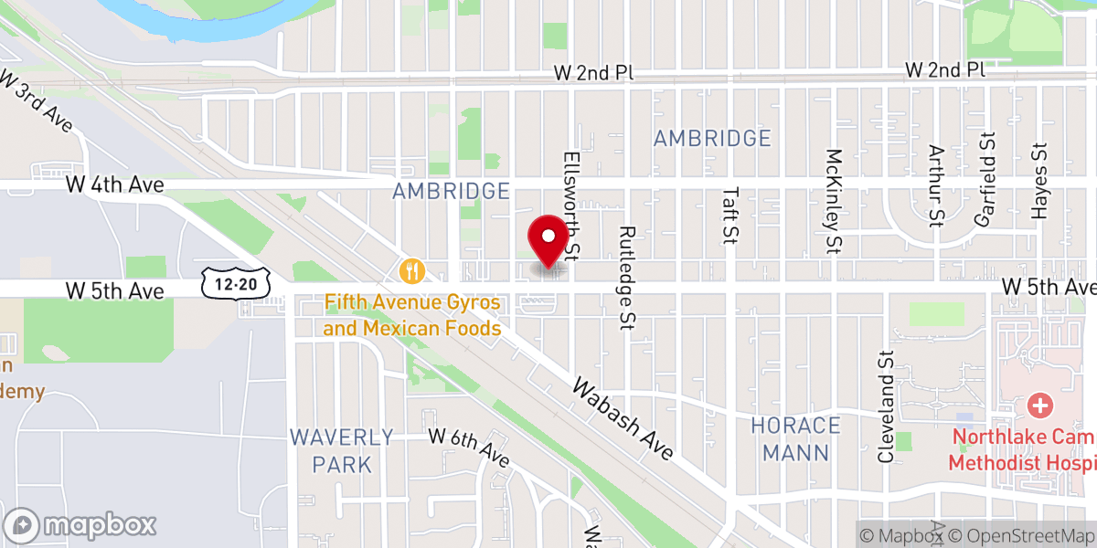 Map showing location of Fifth Avenue United Methodist Church