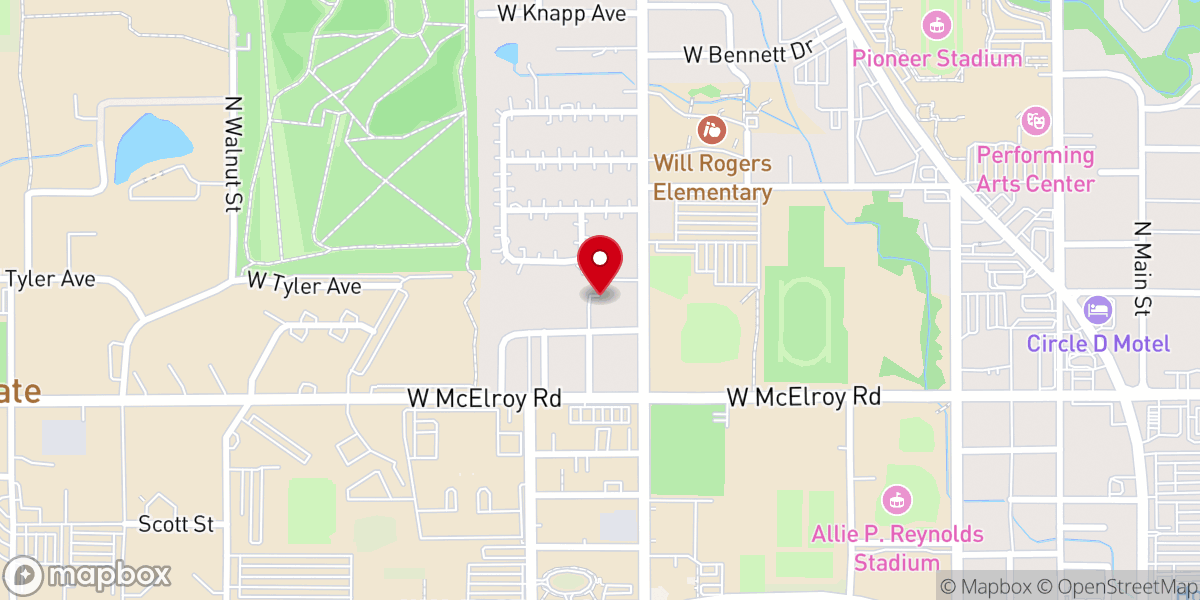 Map showing location of Hillcrest Baptist Church