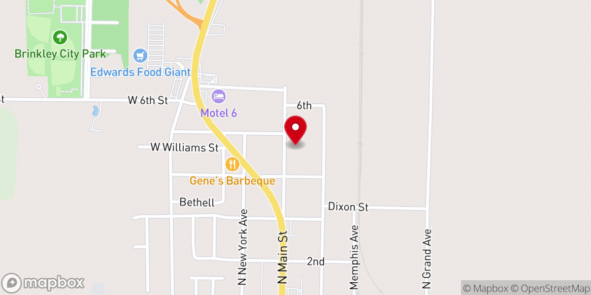 Map showing location of Olive Branch Church
