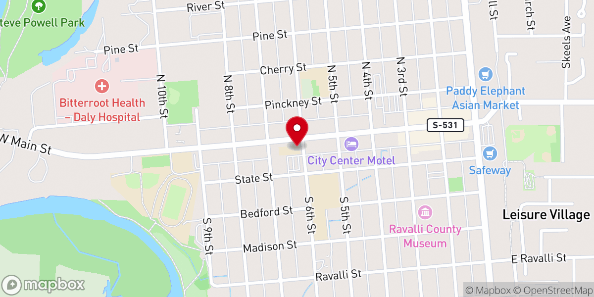 Map showing location of Assembly of God Church