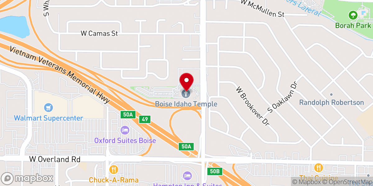 Map showing location of Boise Idaho Temple