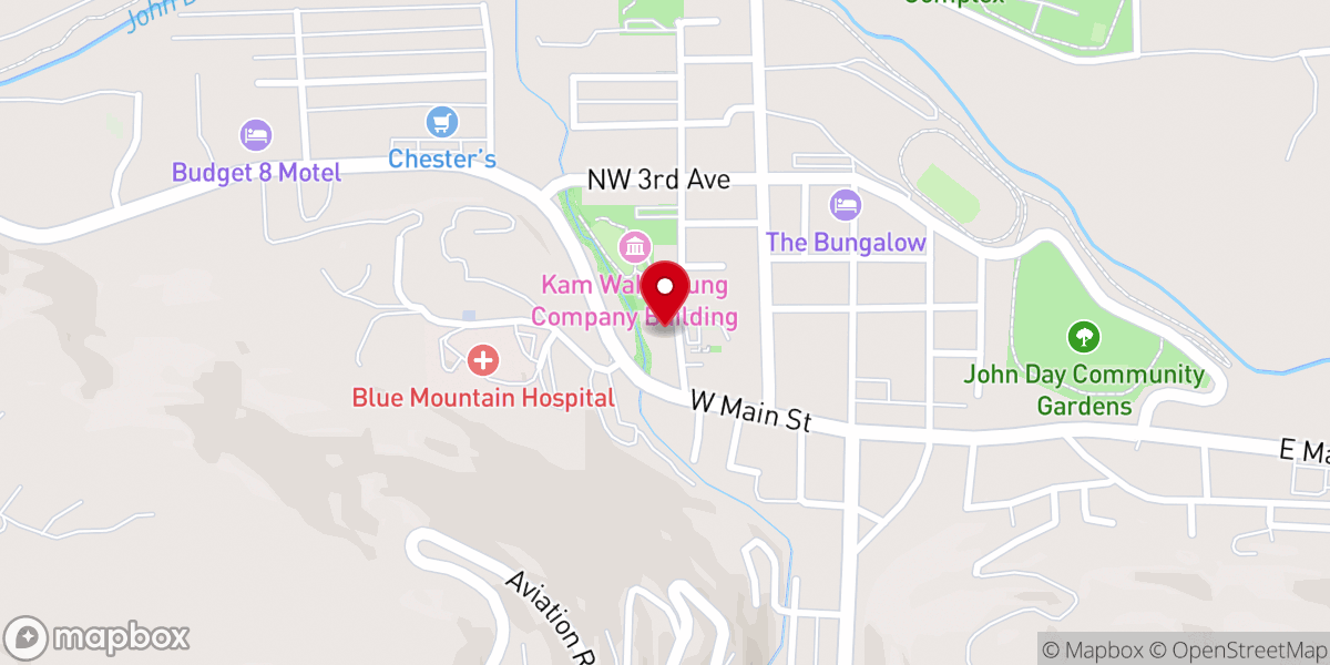 Map showing location of John Day United Methodist Church