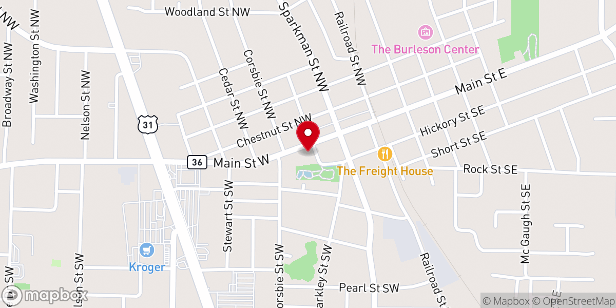 Map showing location of Life Church