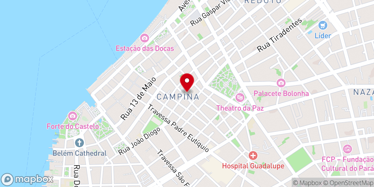 Map showing location of Igreja Nossa Senhora do Rosário dos Homens Pretos