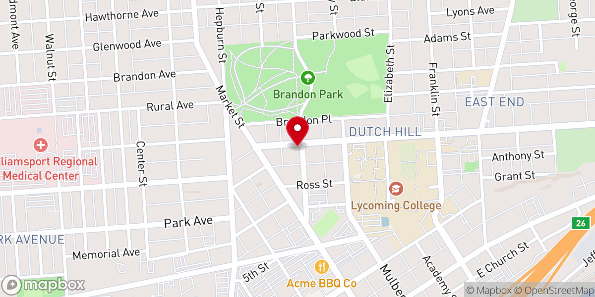 Map showing location of Calvary Baptist Church