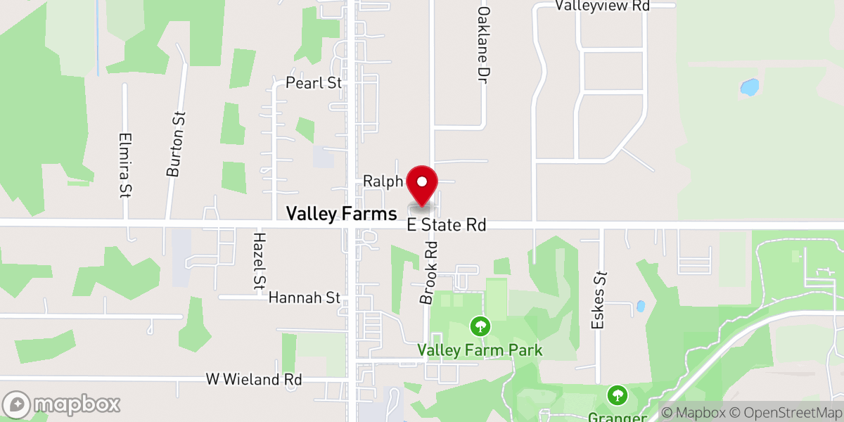 Map showing location of Valley Farms Baptist Church