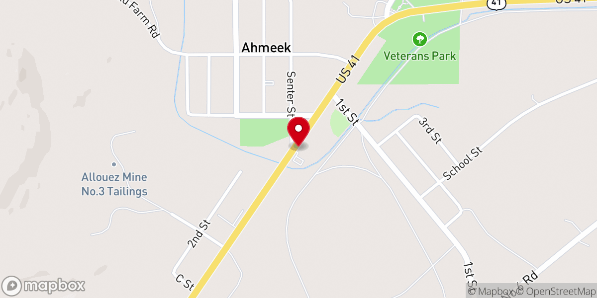 Map showing location of Our Lady of Peace Catholic Church, Ahmeek