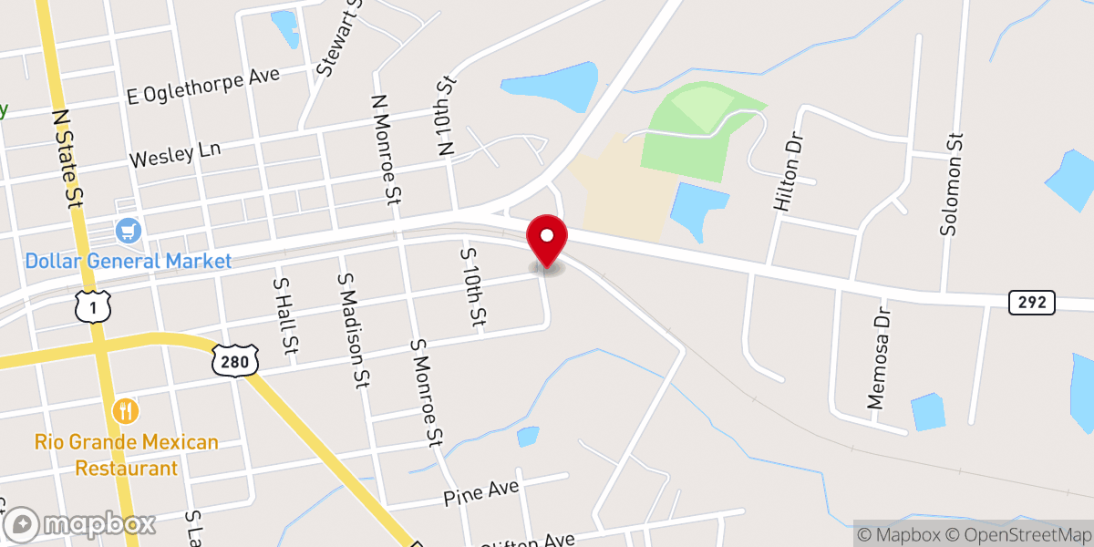 Map showing location of St Paul Baptist Church