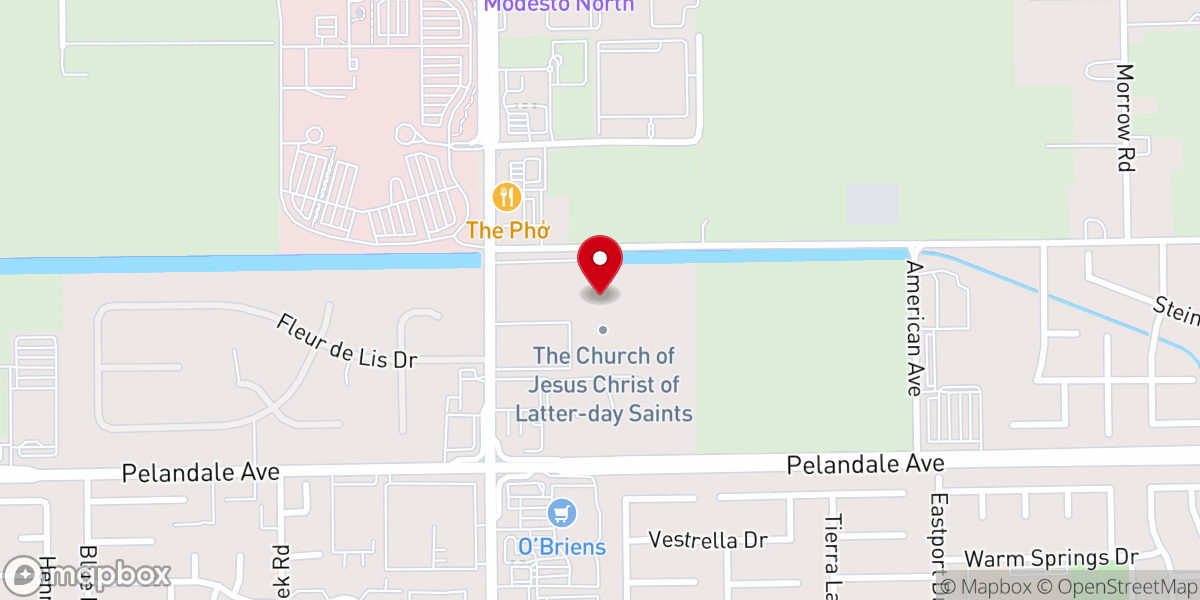 Map showing location of Modesto California Temple