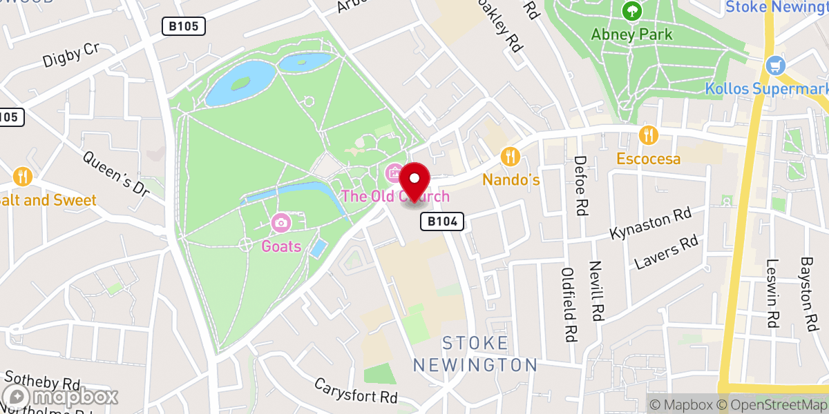 Map showing location of Stoke Newington Quaker Meeting