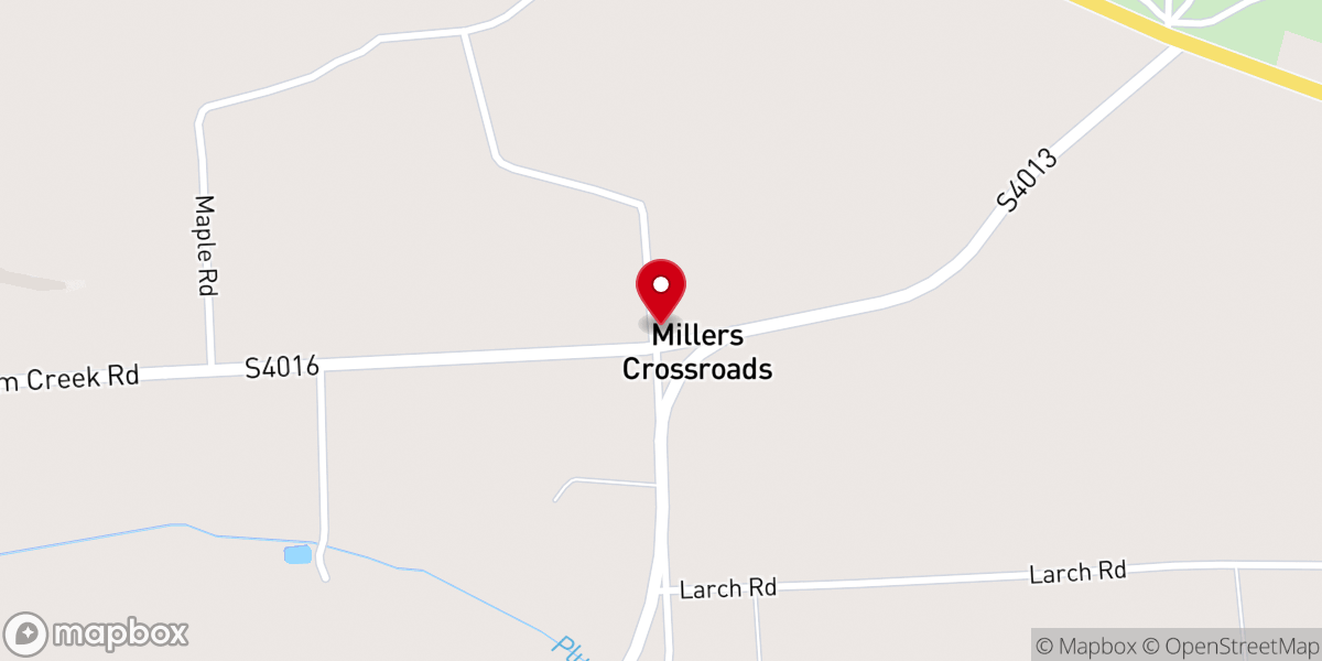Map showing location of Miller's Crossroads United Methodist Church