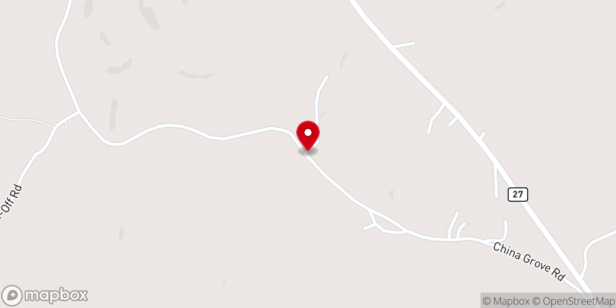 Map showing location of China Grove Church