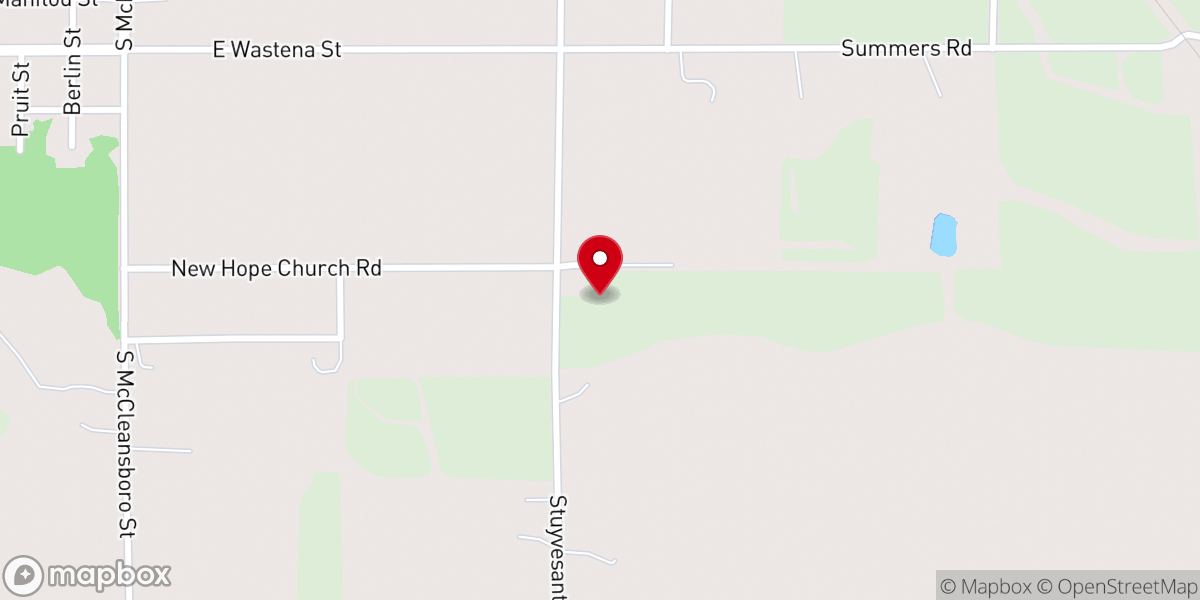 Map showing location of New Hope Church