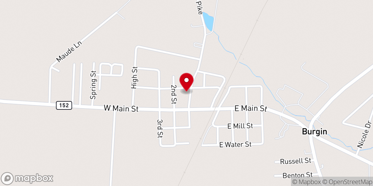 Map showing location of Burgin Methodist Church