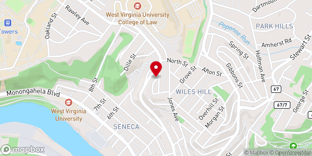 Map showing location of Unitarian Universalist Fellowship of Morgantown