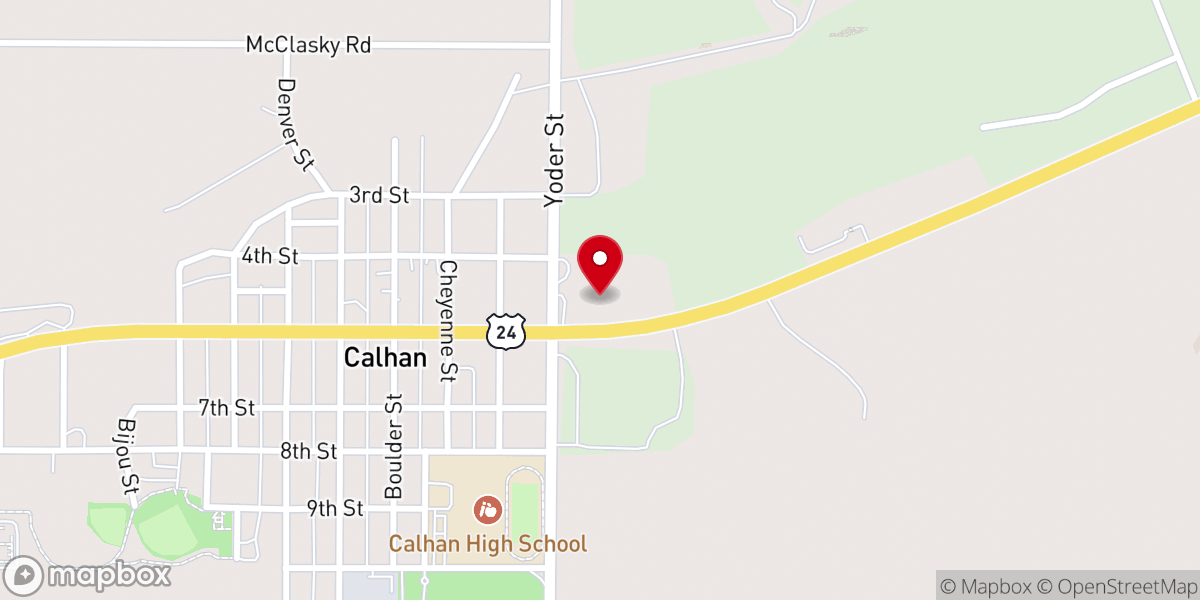 Map showing location of Calhan Country Church