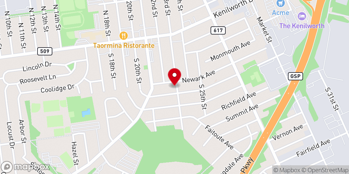 Map showing location of Kenilworth Gospel Chapel