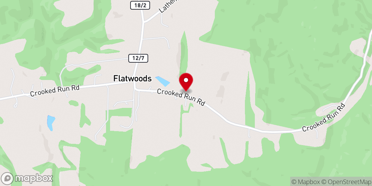 Map showing location of Flatwoods United Methodist Church