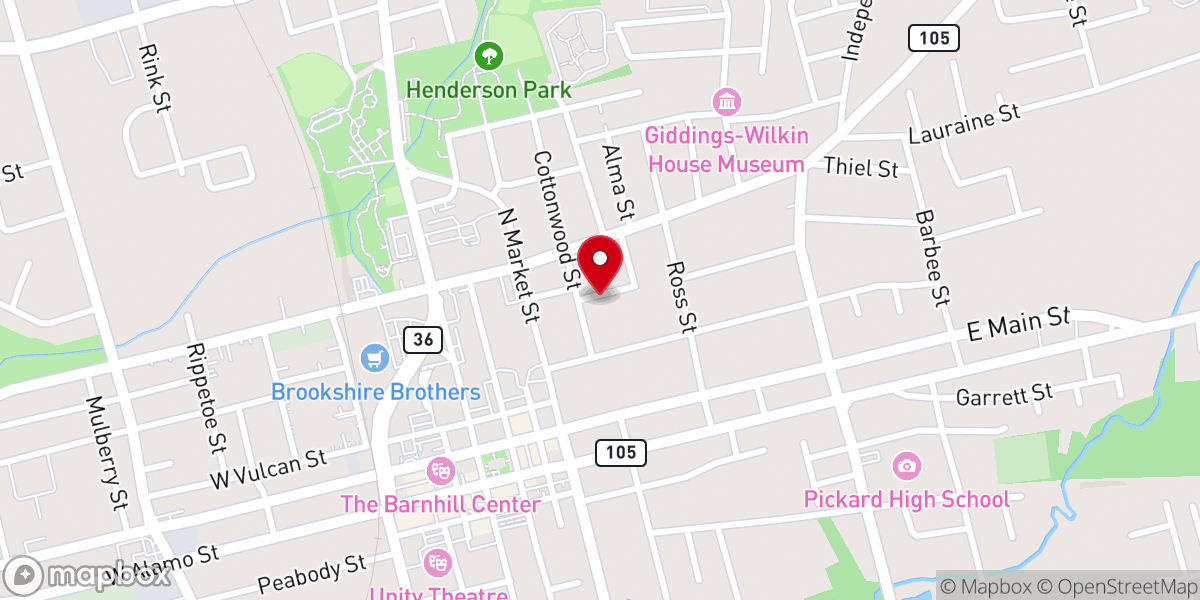 Map showing location of First Christian Church of Brenham