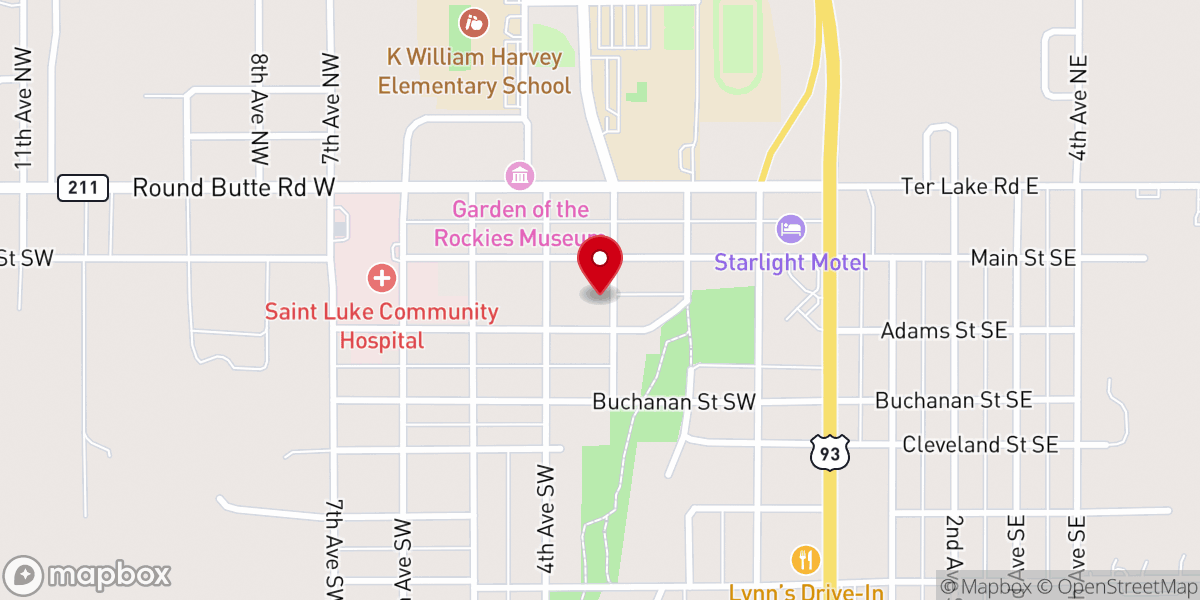Map showing location of Ronan Christian Church