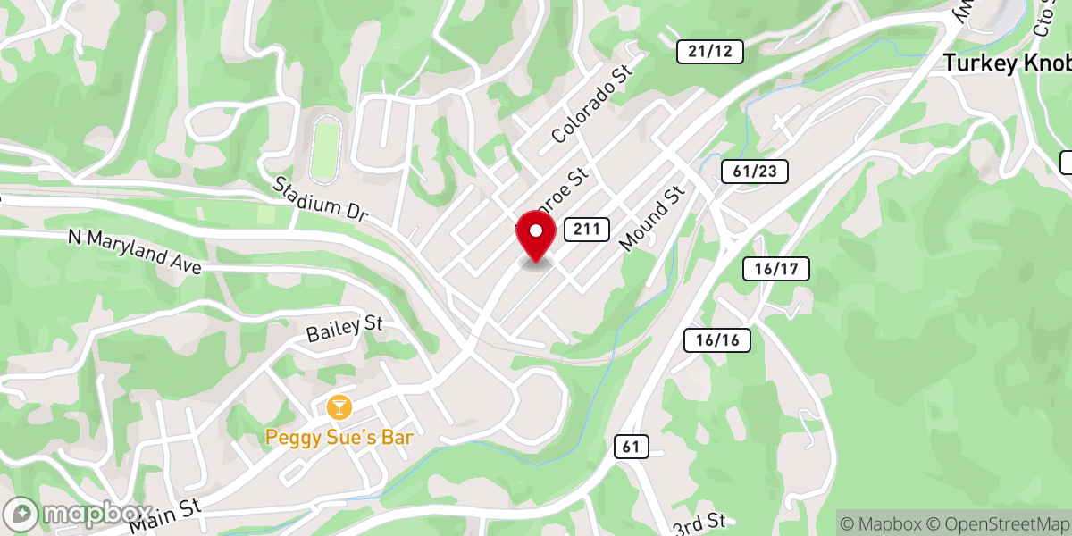 Map showing location of Mount Hope Baptist Church