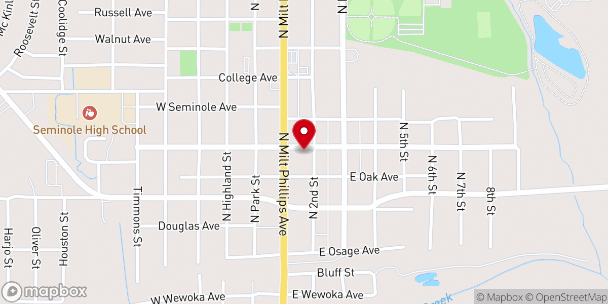 Map showing location of Indian Nations Baptist Church