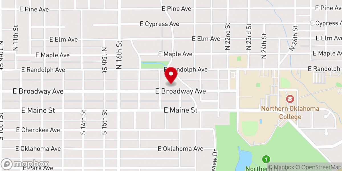 Map showing location of Enid Lighthouse Pentecostal Church