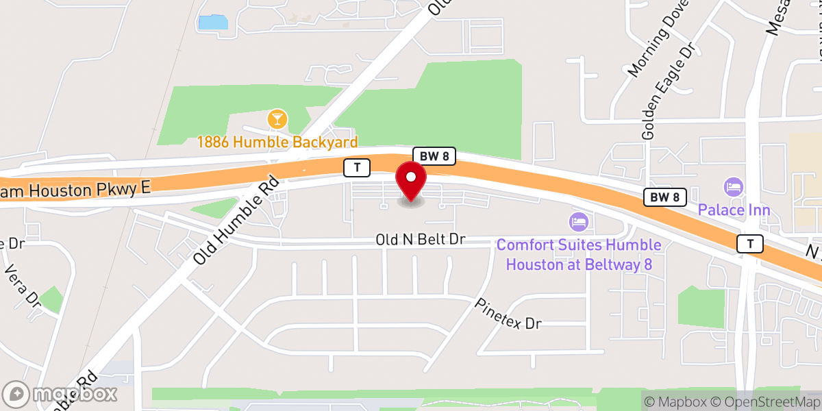Map showing location of Eastex Oaks Church