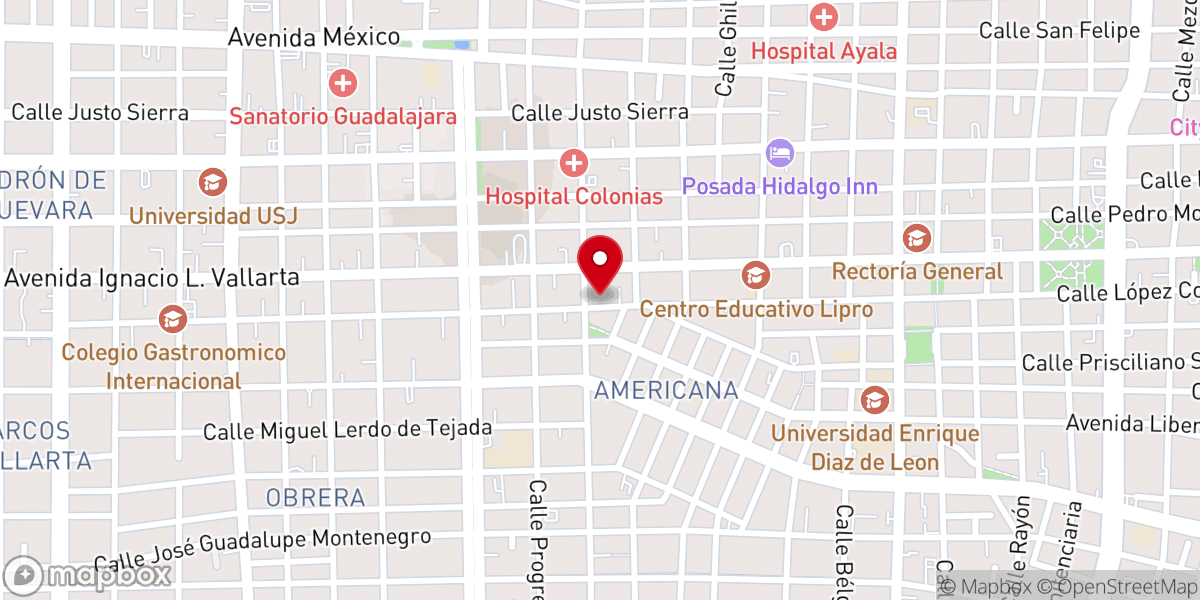 Map showing location of Templo de San Francisco de Sales