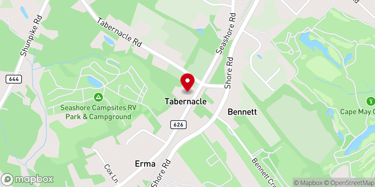 Map showing location of Tabernacle United Methodist Church