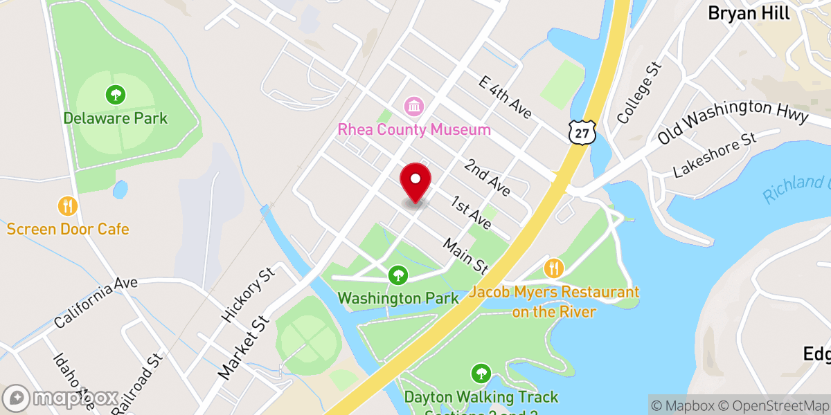 Map showing location of Rhea Church of Christ
