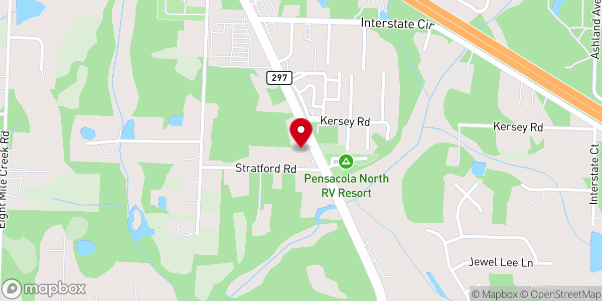 Map showing location of Pensacola Baptist Church