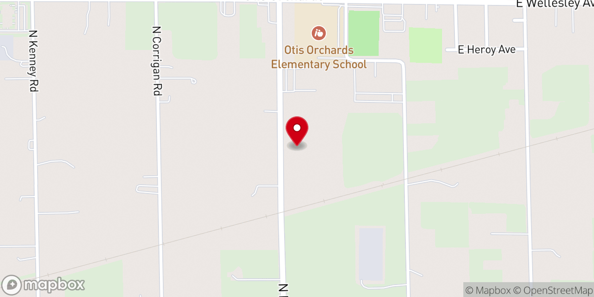 Map showing location of Otis Orchards Seventh-day Adventist Church