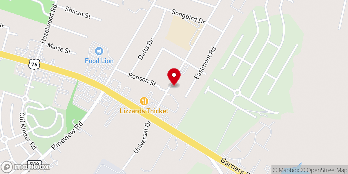 Map showing location of Temple Baptist Church