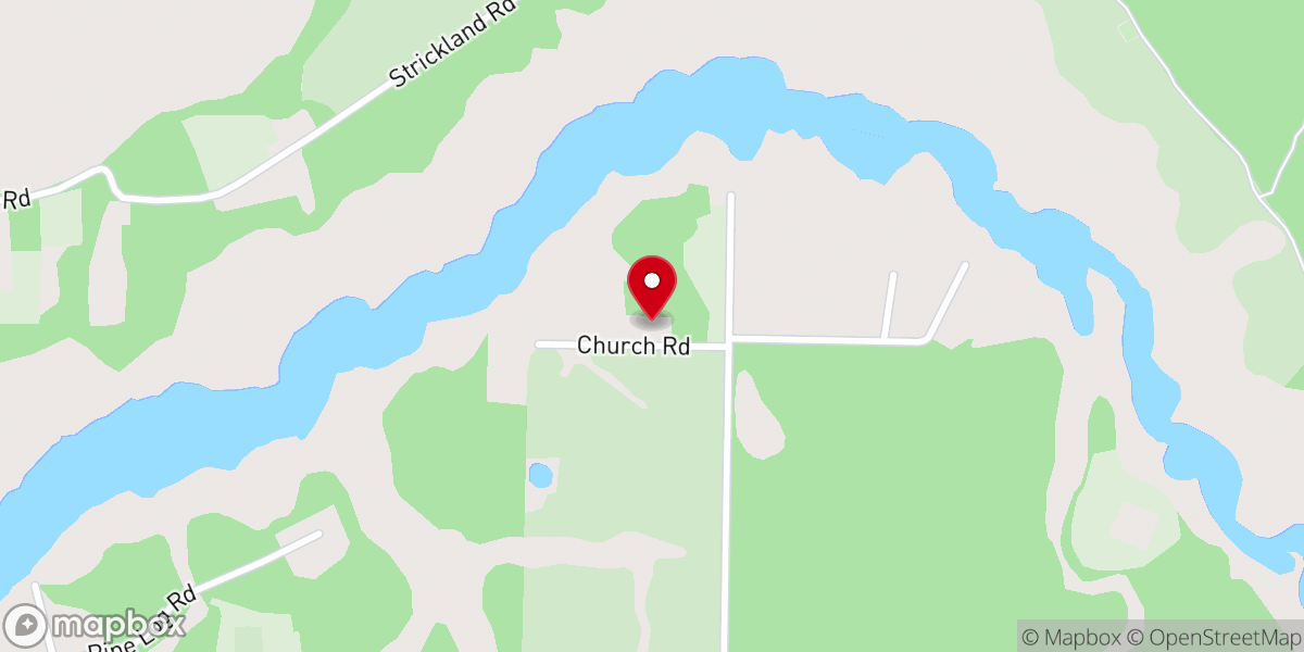 Map showing location of Pine Log Community Church