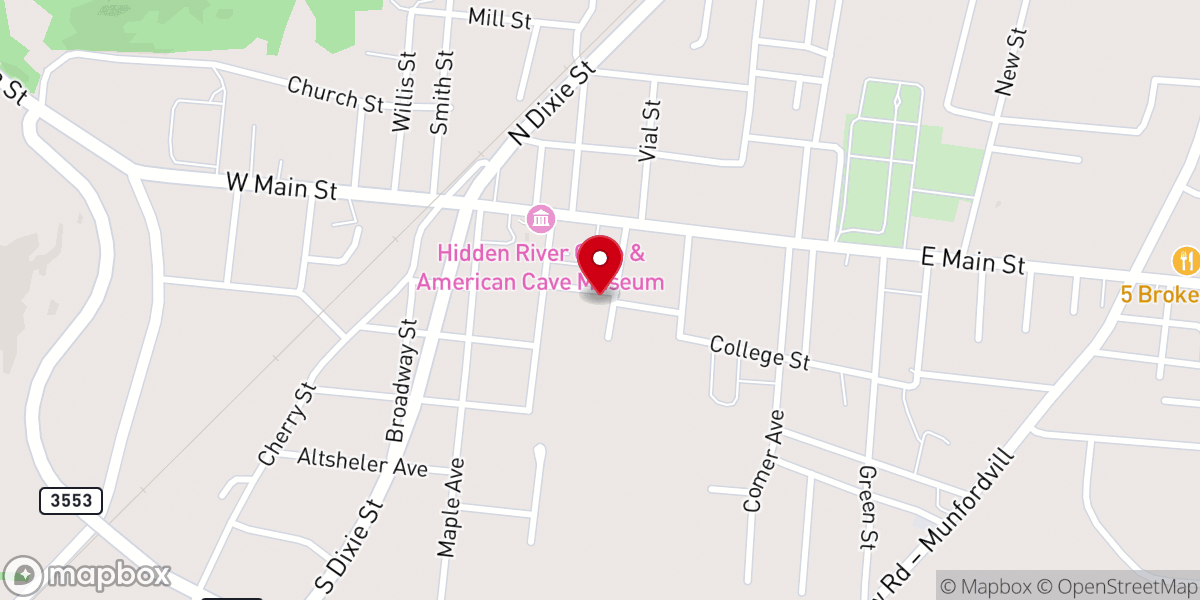 Map showing location of Horse Cave United Methodist Church
