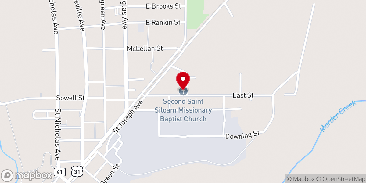 Map showing location of Second Saint Siloam Missionary Baptist Church