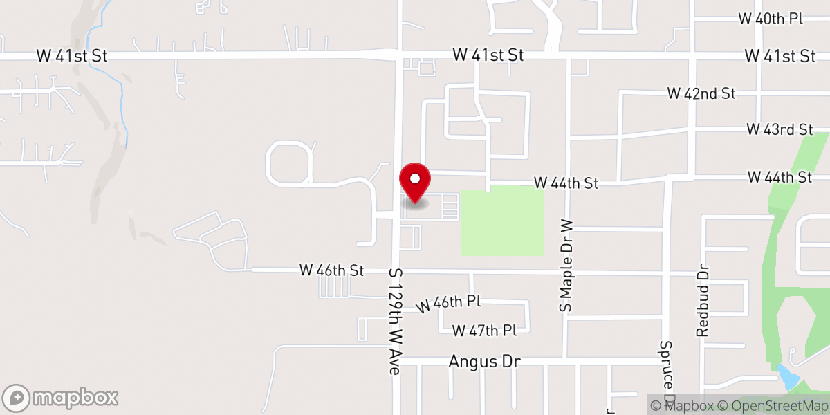 Map showing location of Angus Acres Baptist Church