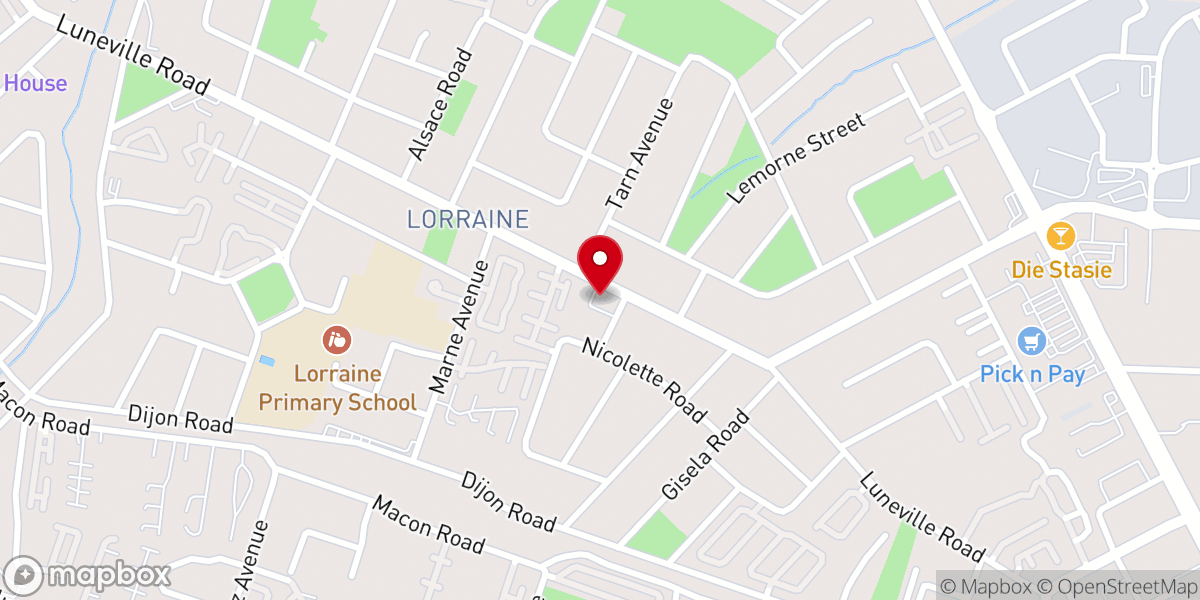 Map showing location of Lorraine Methodist Church