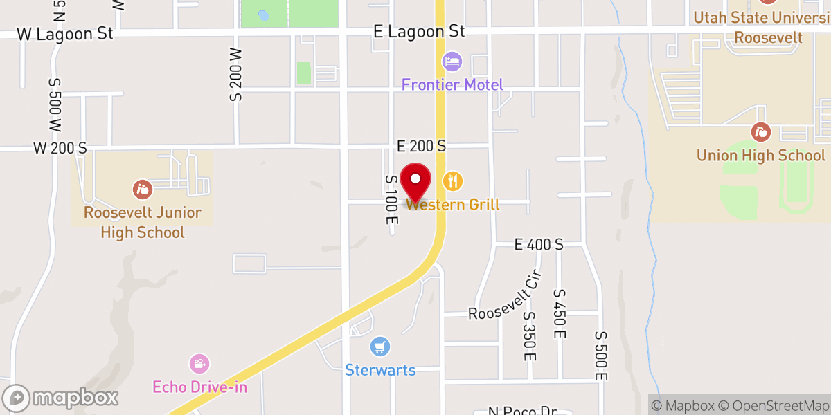 Map showing location of Roosevelt Alano Club