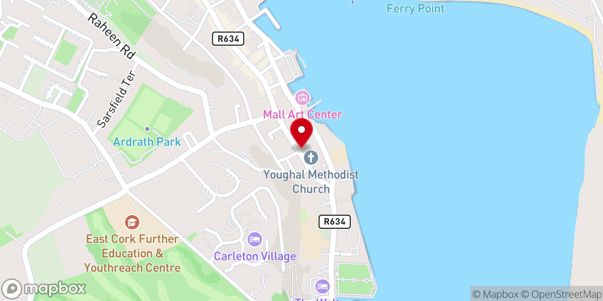 Map showing location of Youghal Methodist Church