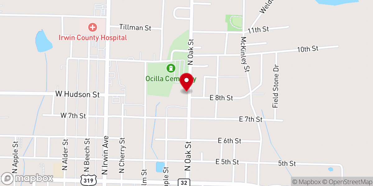 Map showing location of Broaches Chapel Christian Methodist Episcopal Church