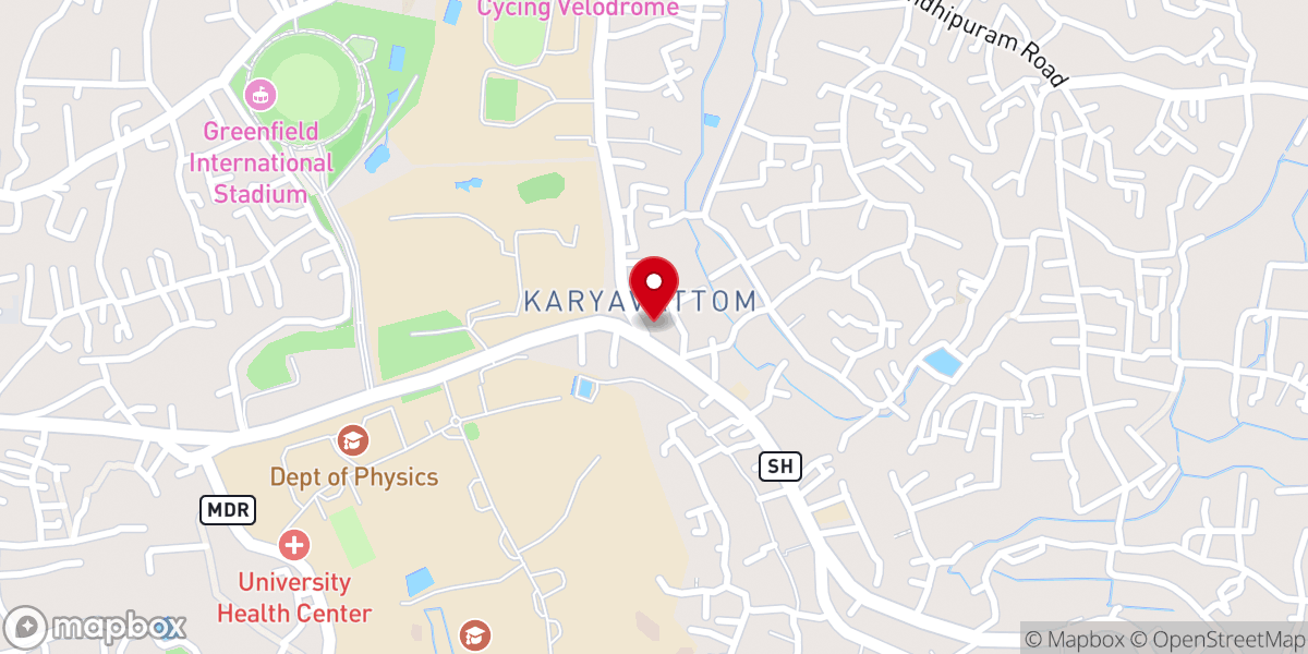 Map showing location of Christ The King Roman Catholic Church, Karyavattom