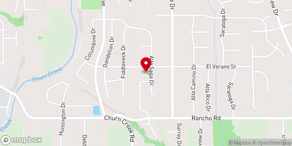 Map showing location of Grace Reformed Presbyterian Church of Redding, CA