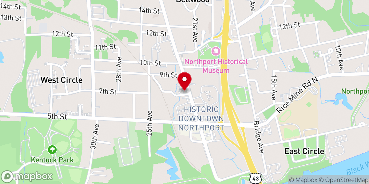 Map showing location of Northport Methodist Church