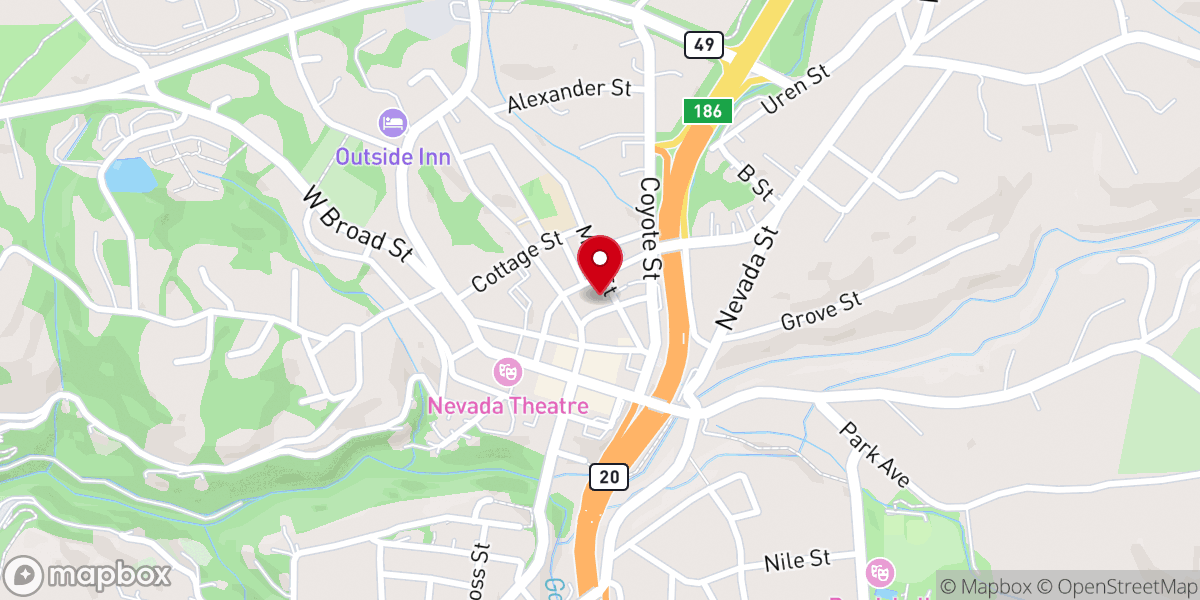 Map showing location of Nevada County Superior Court