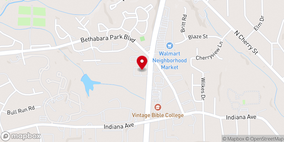 Map showing location of North Point Baptist Church